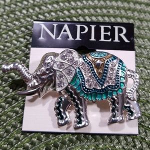 Napier Jewelry - Napier Trunk Up White Crystal's Elephant Brooch Napier Jewelry - Napier Trunk Up White Crystal's Elephant Brooch